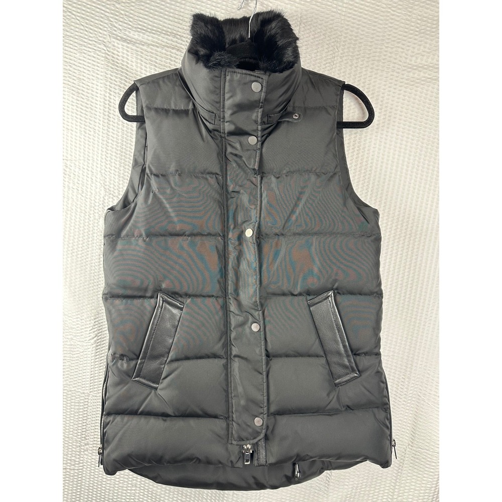 Nicole Benisti Military Black Kaia Down Vest Asiatic Rabbit & Silver Fox Fur SP